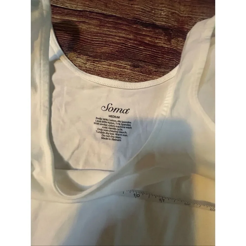 Soma White Long Lace Tank M